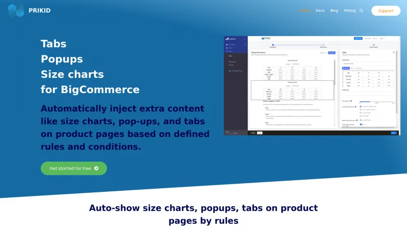 Homepage of Prikid Size Charts