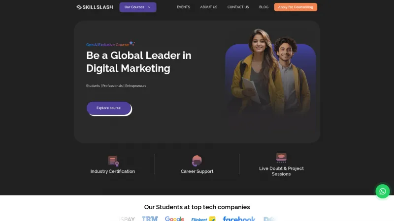 Homepage of Skillslash