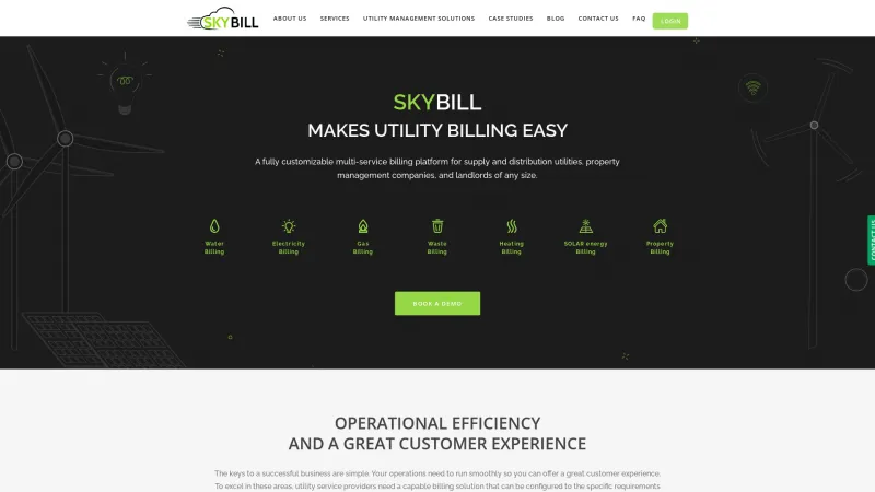 Homepage of Skybill Utility Billing