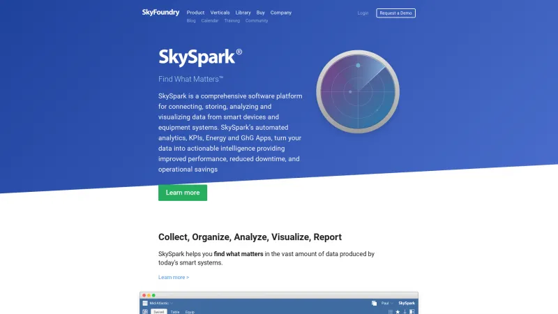 Homepage of SkySpark