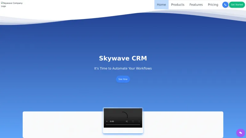 Homepage of Skywave CRM