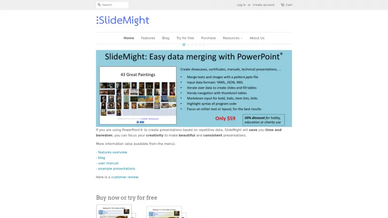 Homepage of SlideMight