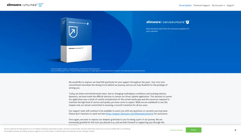 Homepage of Slimware DriverUpdate