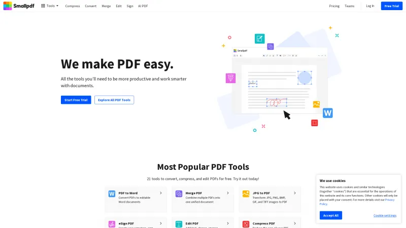 Homepage of Smallpdf