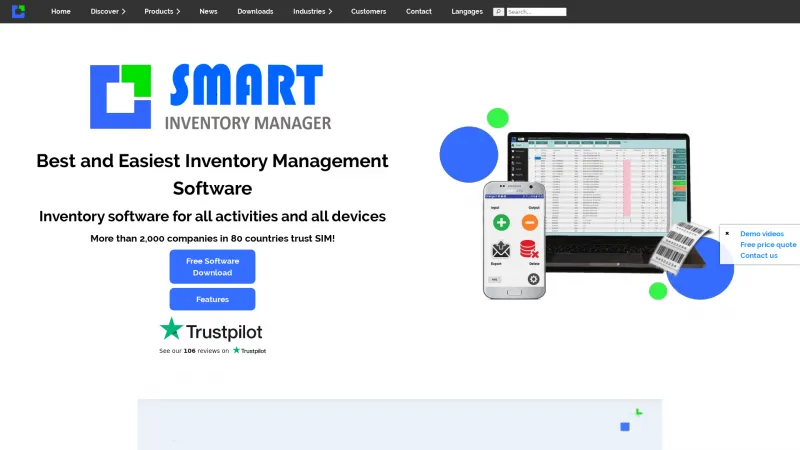 Homepage of Smart Inventory Manager