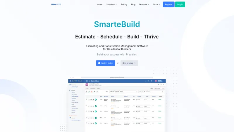 Homepage of SmarteBuild