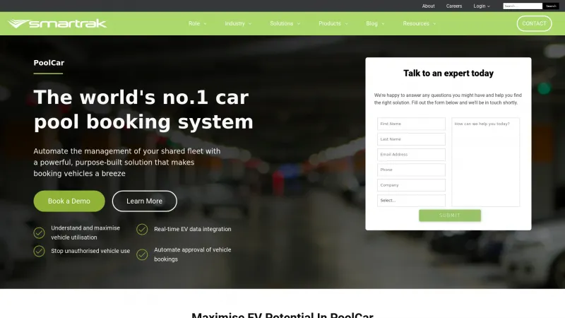 Homepage of PoolCar by Smartrak