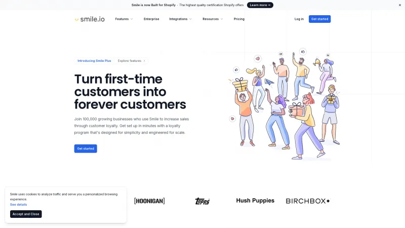 Homepage of Smile.io