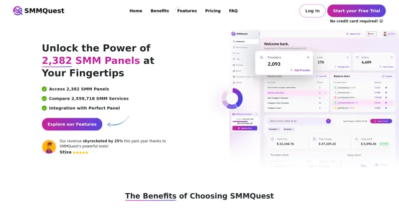 Homepage of SMMQuest