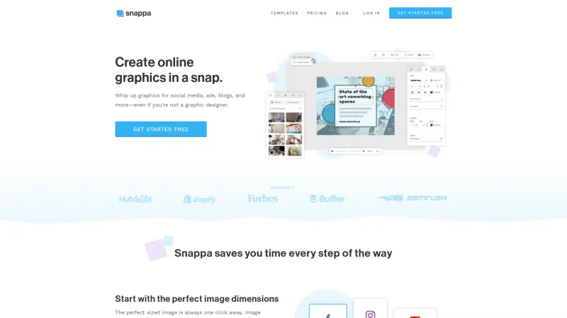 Homepage of Snappa