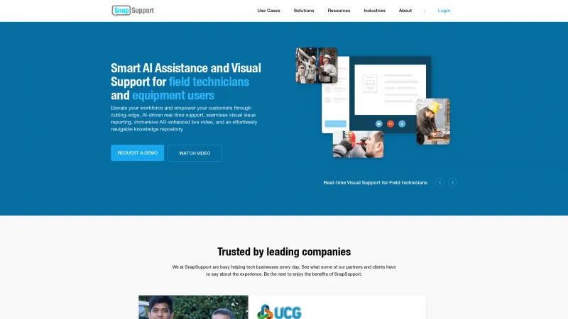 Homepage of SnapSupport