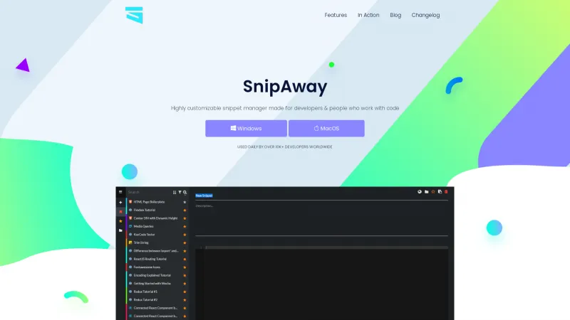 Homepage of SnipAway