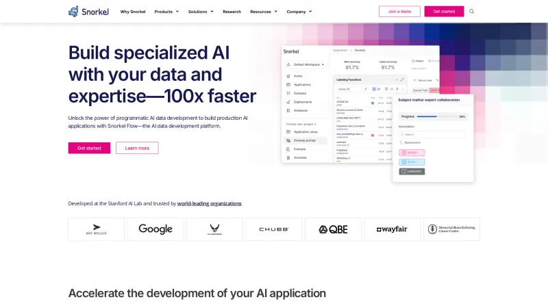 Homepage of Snorkel AI