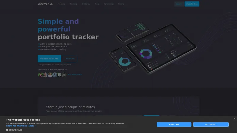 Homepage of Snowball Analytics