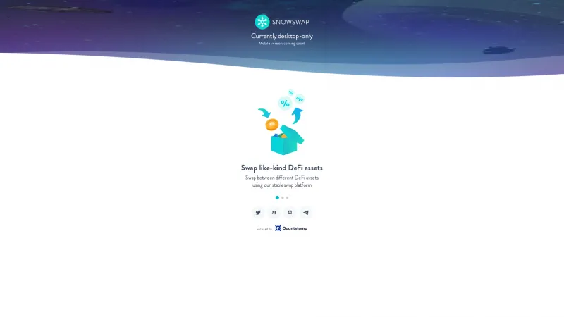 Homepage of SnowSwap