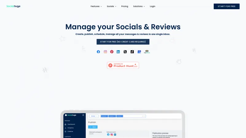 Homepage of Socialhuge