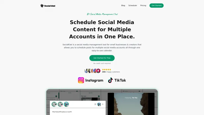 Homepage of SocialKiwi