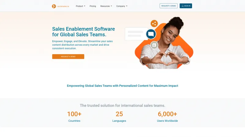 Homepage of Socialsales.io