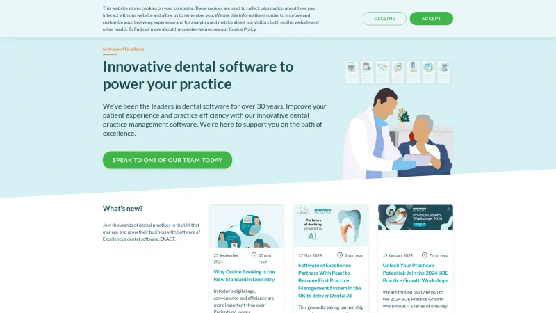 Homepage of EXACT Dental Software