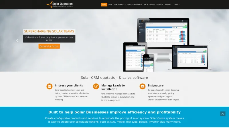 Homepage of Solar Quotation System