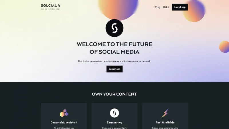 Homepage of Solcial