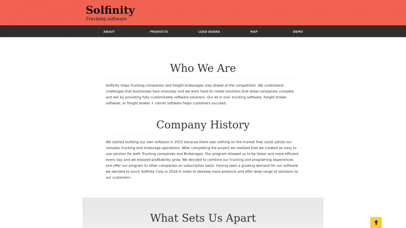 Homepage of Solfinity