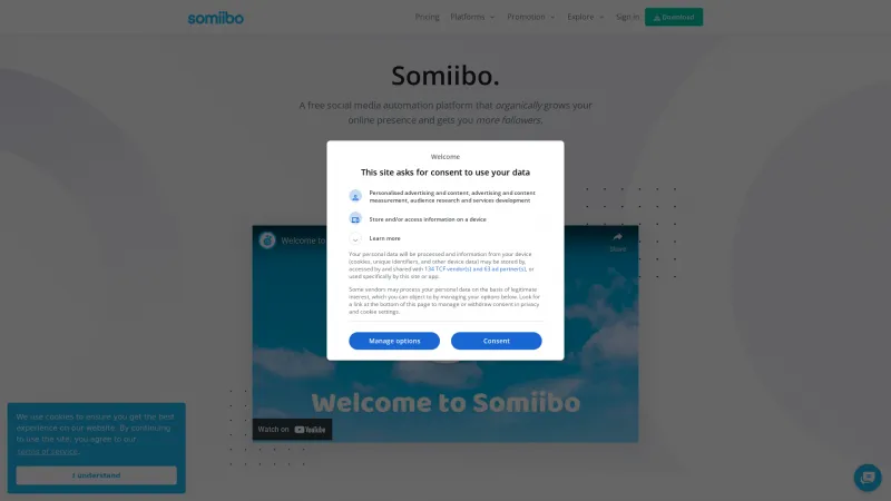 Homepage of Somiibo