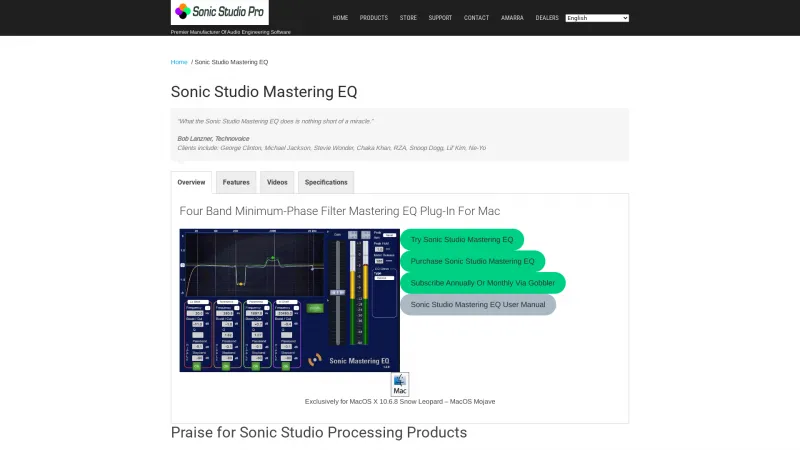 Homepage of Sonic Studio Mastering EQ