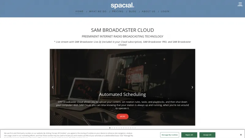 Homepage of SAM Broadcaster Cloud