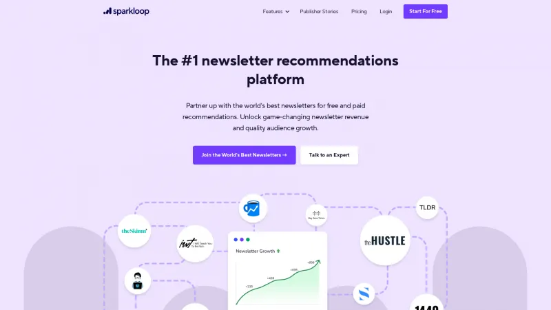 Homepage of SparkLoop