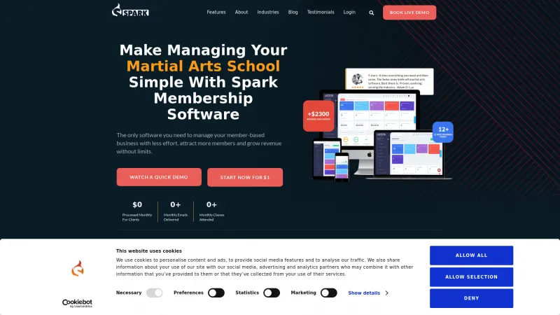 Homepage of Spark Membership