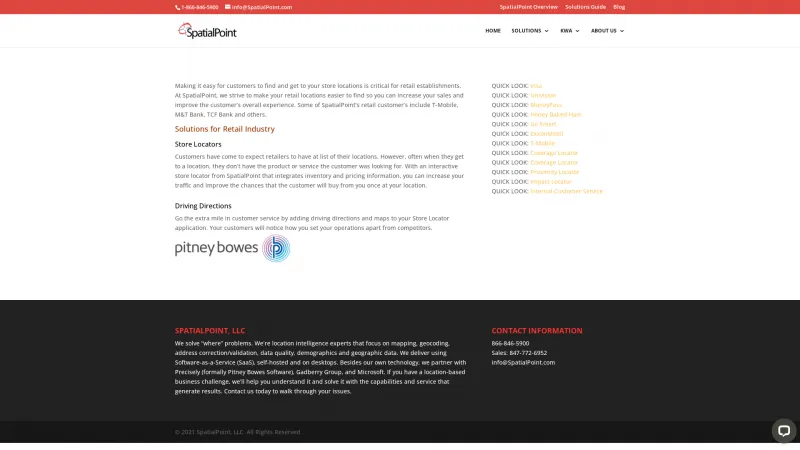Homepage of SpatialPoint Store Locator
