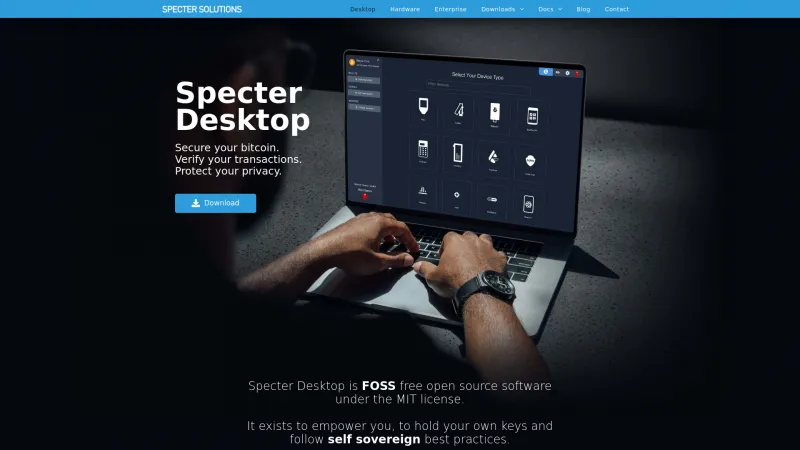 Homepage of Specter Wallet