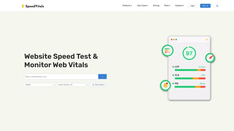 Homepage of SpeedVitals