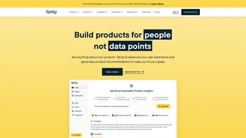 Homepage of Sprig