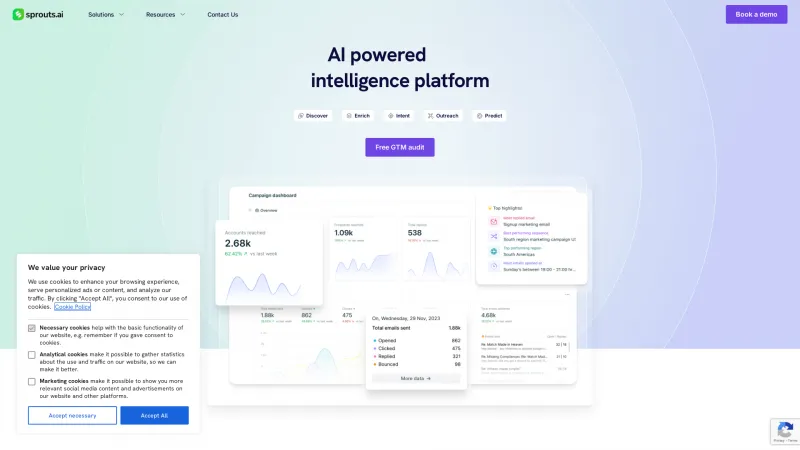 Homepage of Sprouts.ai