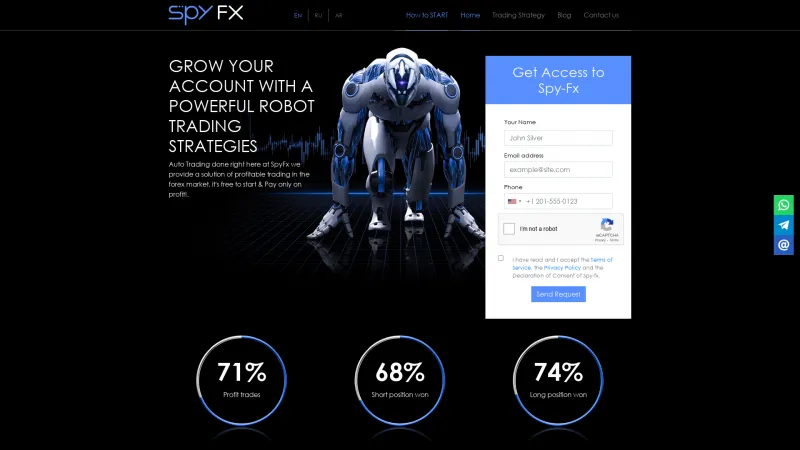 Homepage of SpyFx