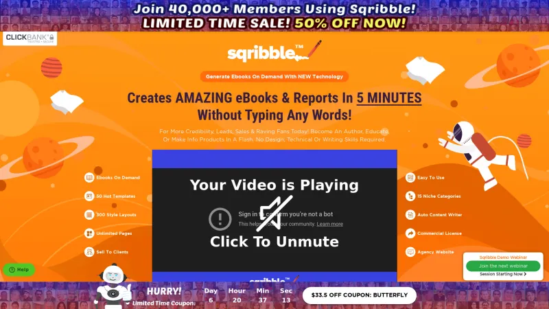 Homepage of Sqribble