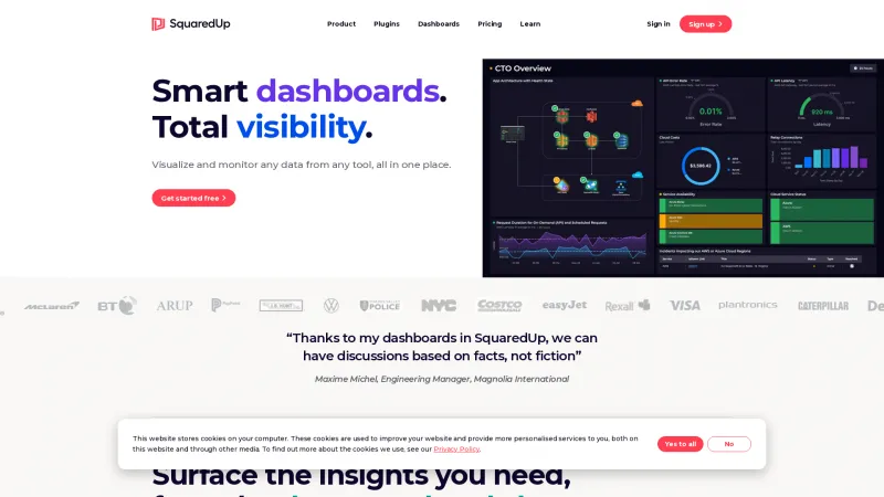 Homepage of SquaredUp