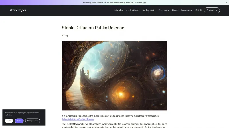 Homepage of Stable Diffusion