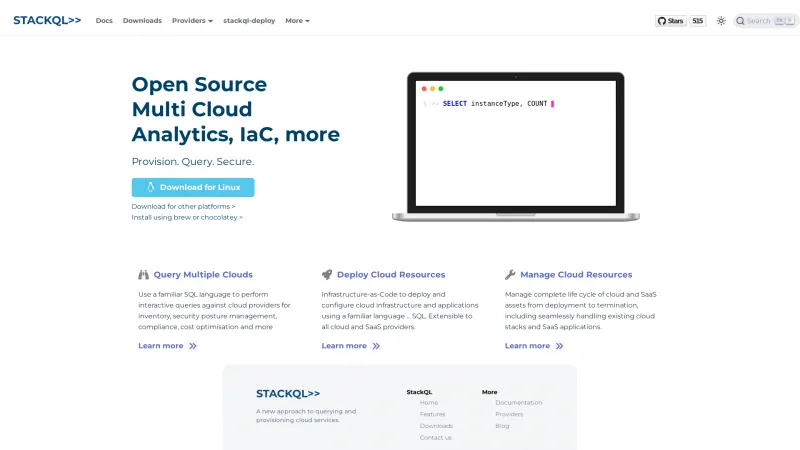 Homepage of StackQL