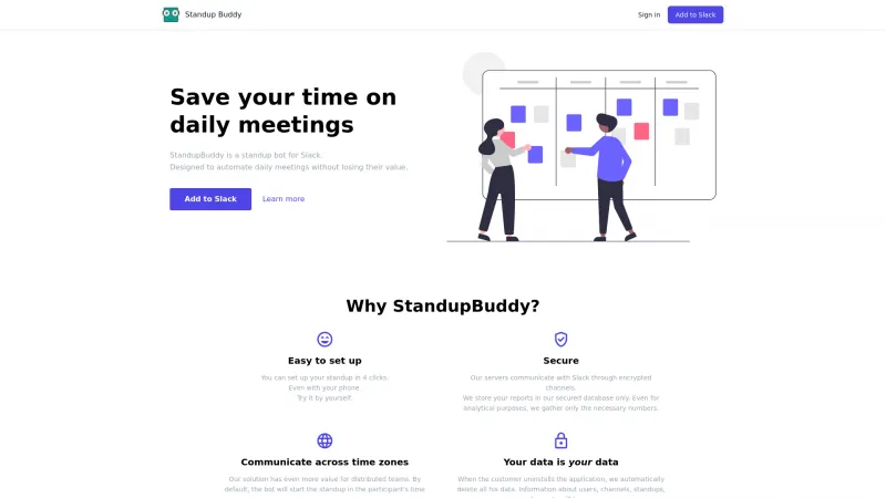 Homepage of StandupBuddy