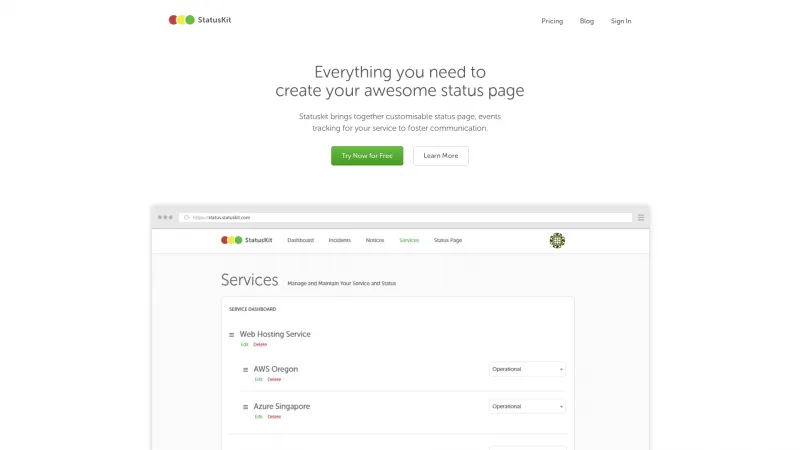 Homepage of StatusKit