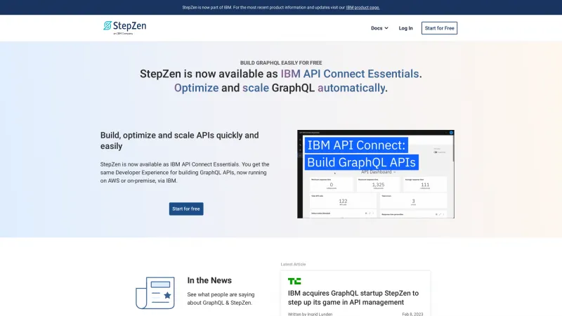 Homepage of StepZen