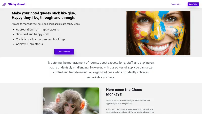 Homepage of StickyGuest