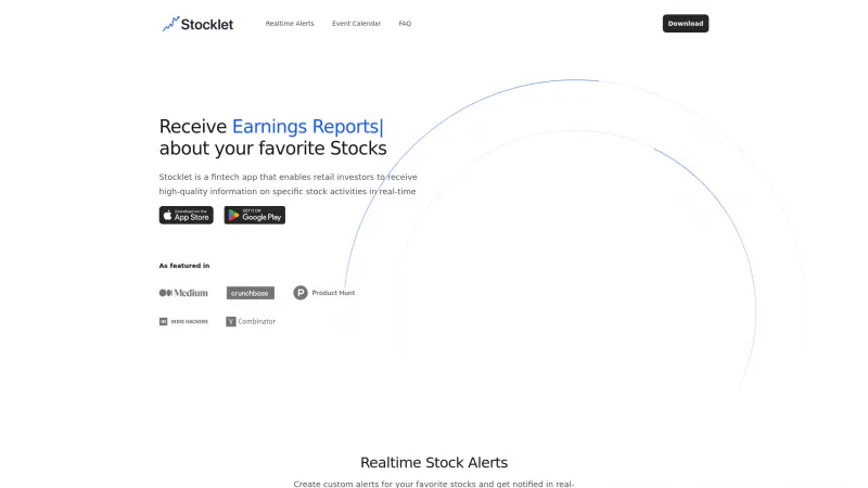 Homepage of Stocklet