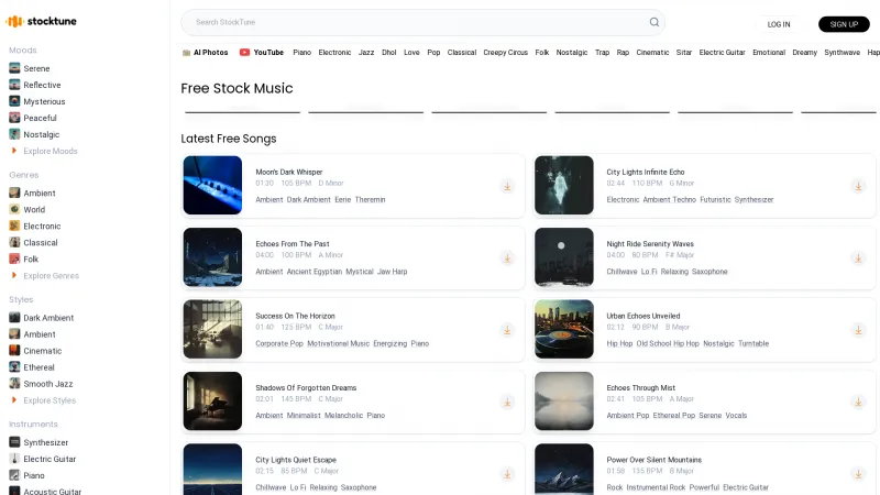 Homepage of StockTune