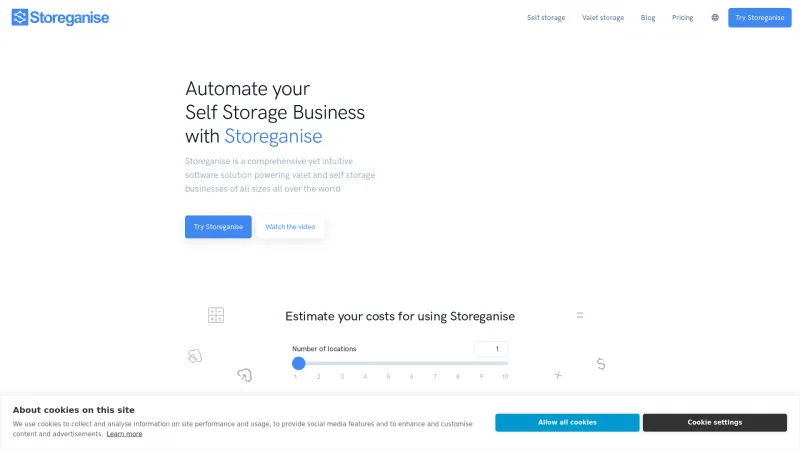 Homepage of Storeganise