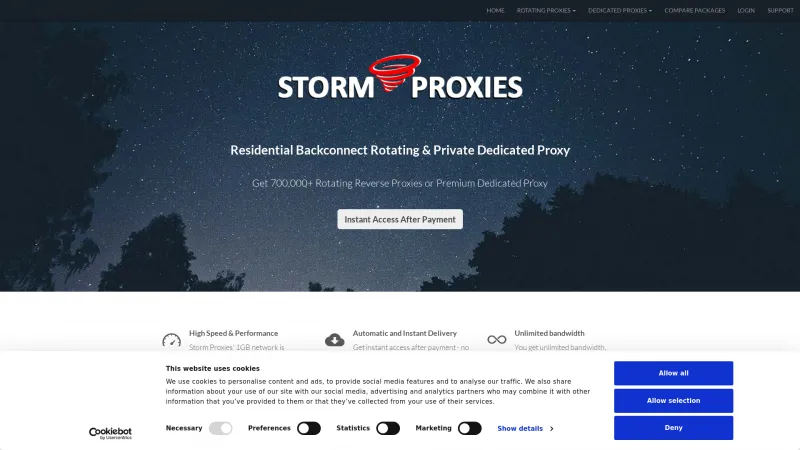 Homepage of Storm Proxies