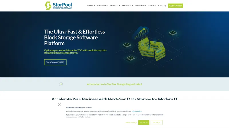 Homepage of StorPool Storage